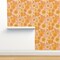 1970S Floral Orange Retro Flowers Vintage Boho 1960S Flower Power Bright Sunny Groovy Custom Pre-pasted Wallpaper by Spoonflower Pre-Pasted Wallpaper 2FT Wide